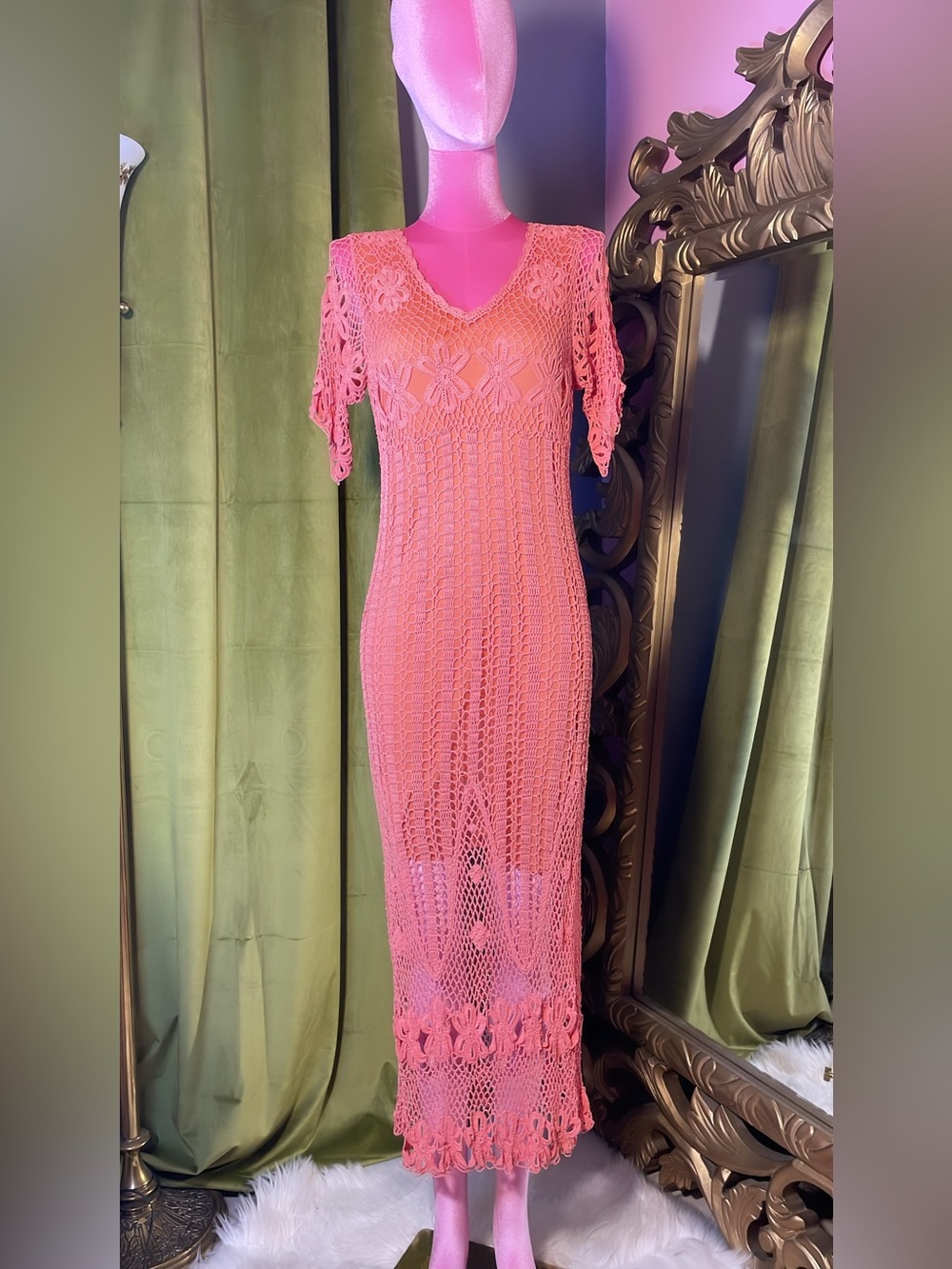 Kroshetta Maxi Dress in Coral Pink